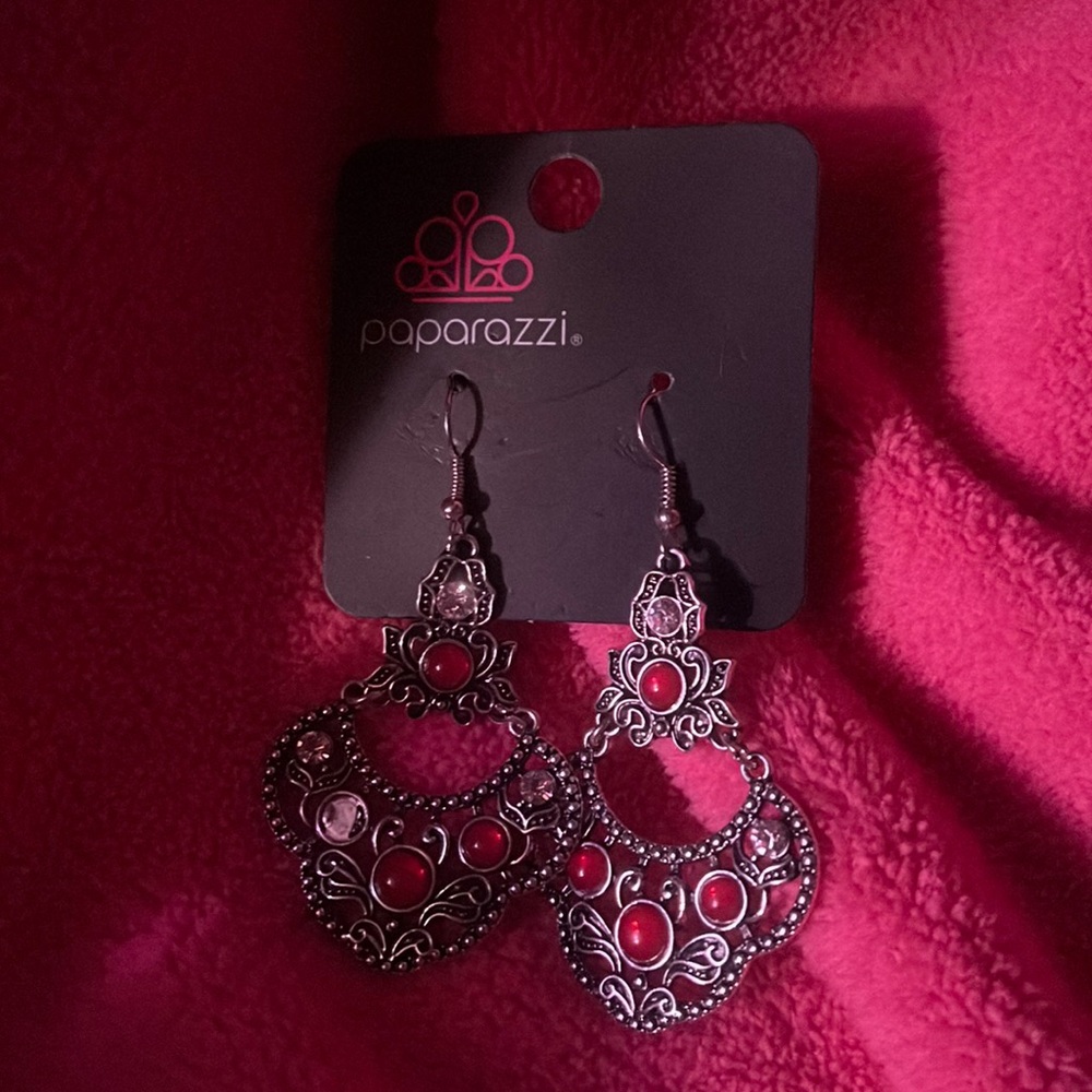 Nice red and black and silver earrings